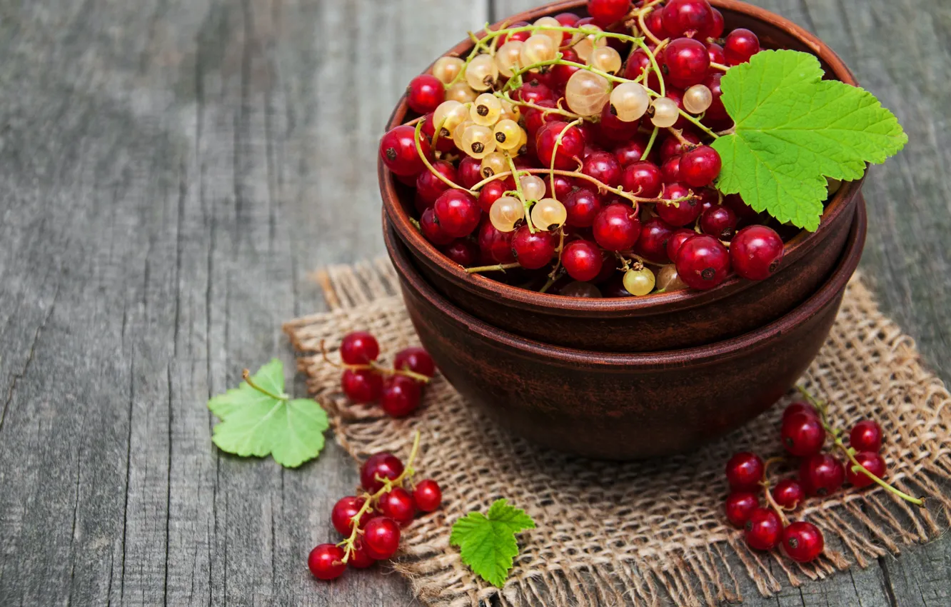 Photo wallpaper red, table, bowl, currants, Olena Rudo