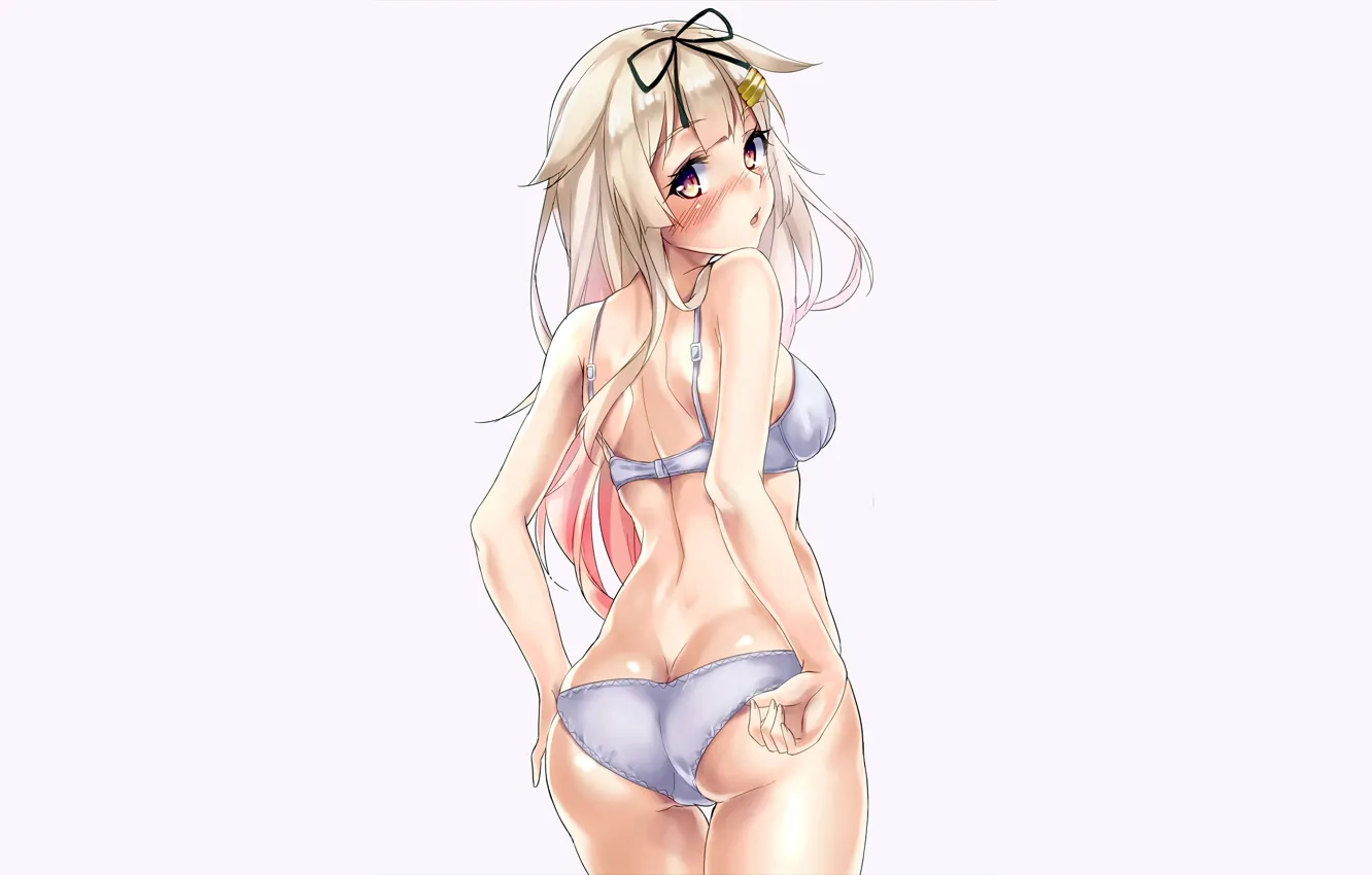 Photo wallpaper girl, sexy, lingerie, ass, bra, panties, long hair, boobs