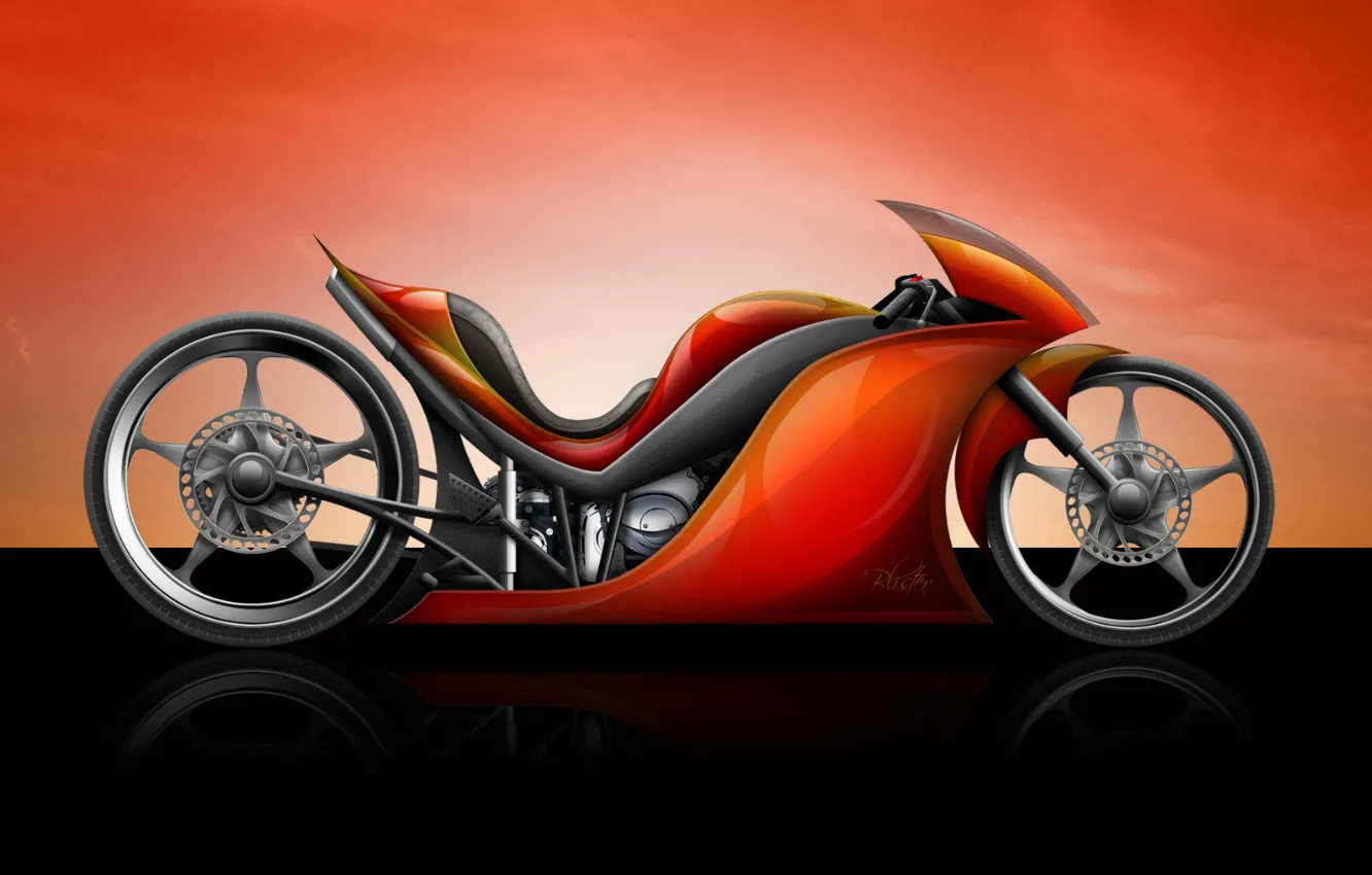 Photo wallpaper red, motorcycle, Bike