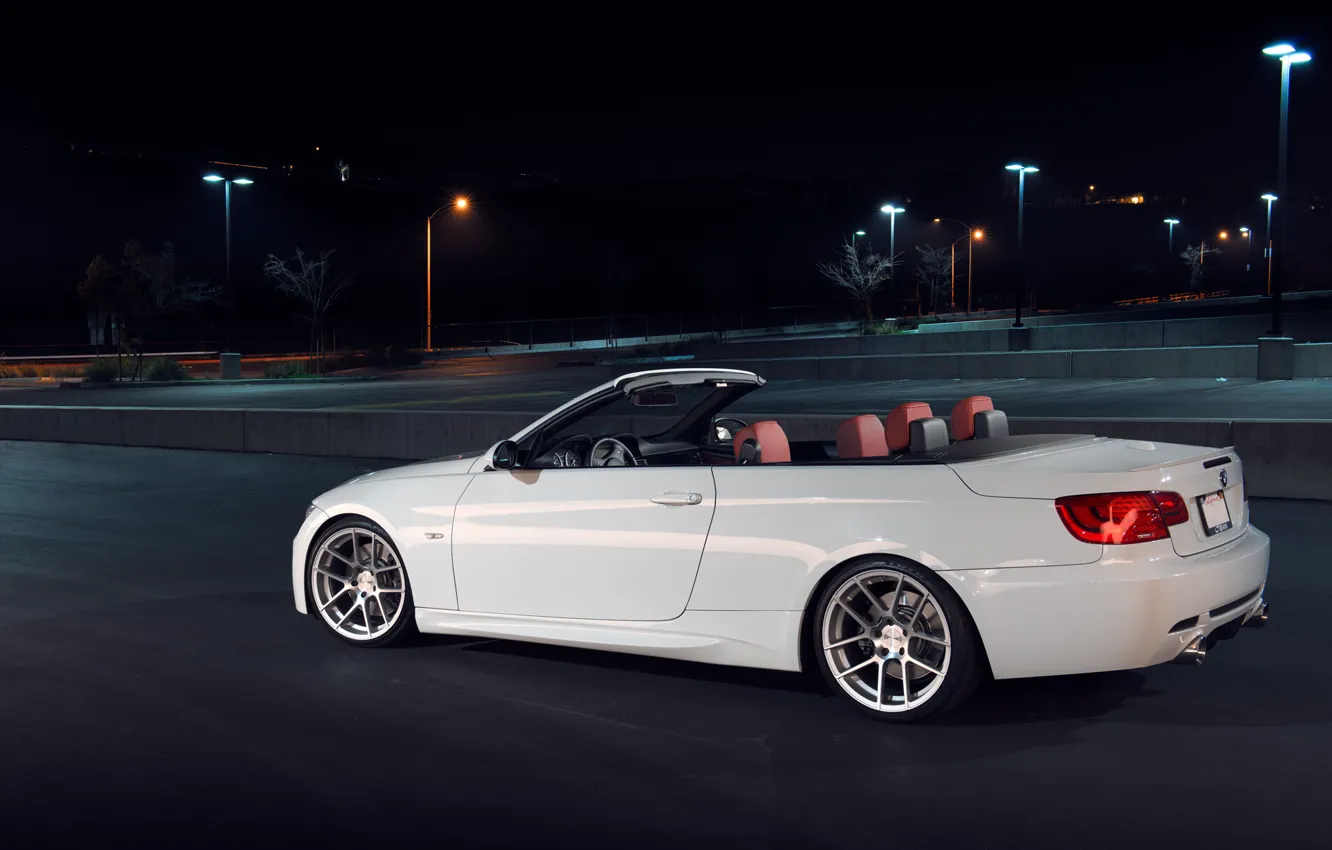 Photo wallpaper white, night, BMW, BMW, white, 335i, E93, The 3 series