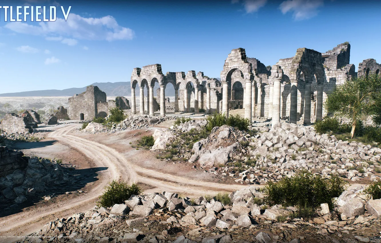 Photo wallpaper road, stones, the ruins, ruins, Bttlefield V
