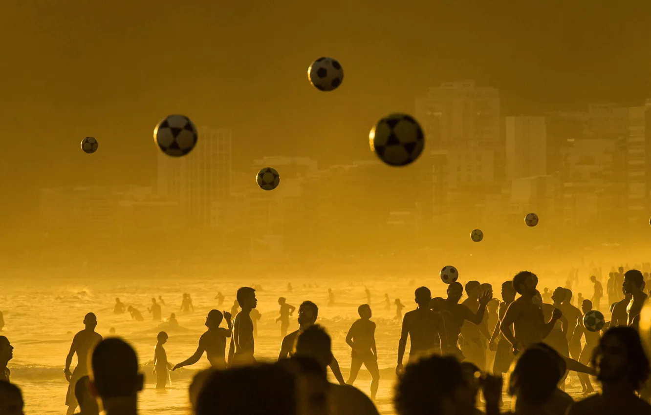 Photo wallpaper sea, beach, football, the game, the ball, Brazil, Rio de Janeiro, Ipanema