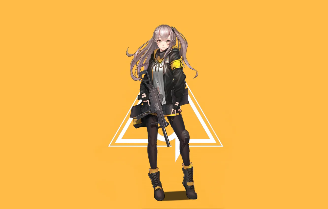 Photo wallpaper girl, pose, weapons, background, Girls Frontline, Girls front