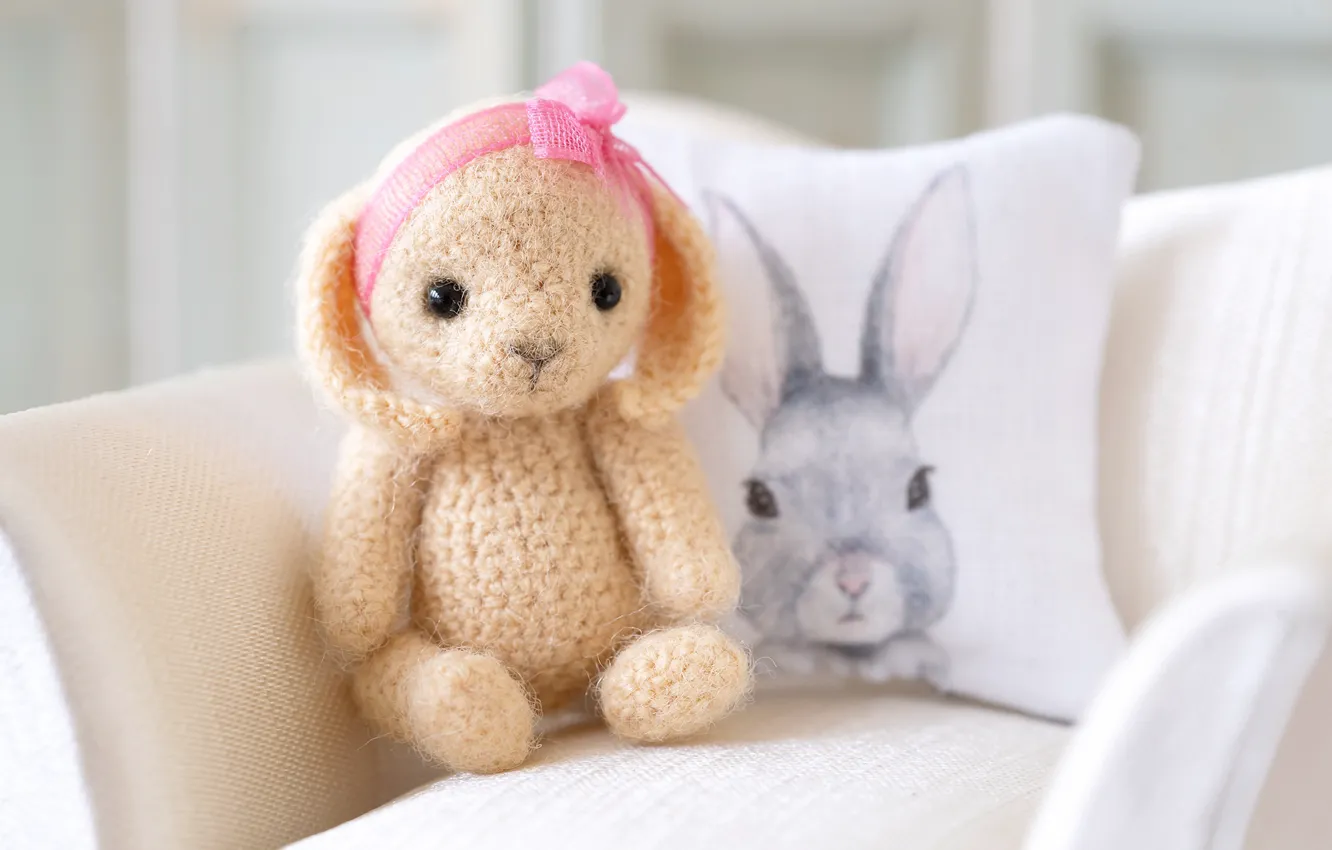 Photo wallpaper toy, pillow, rabbit, Bunny