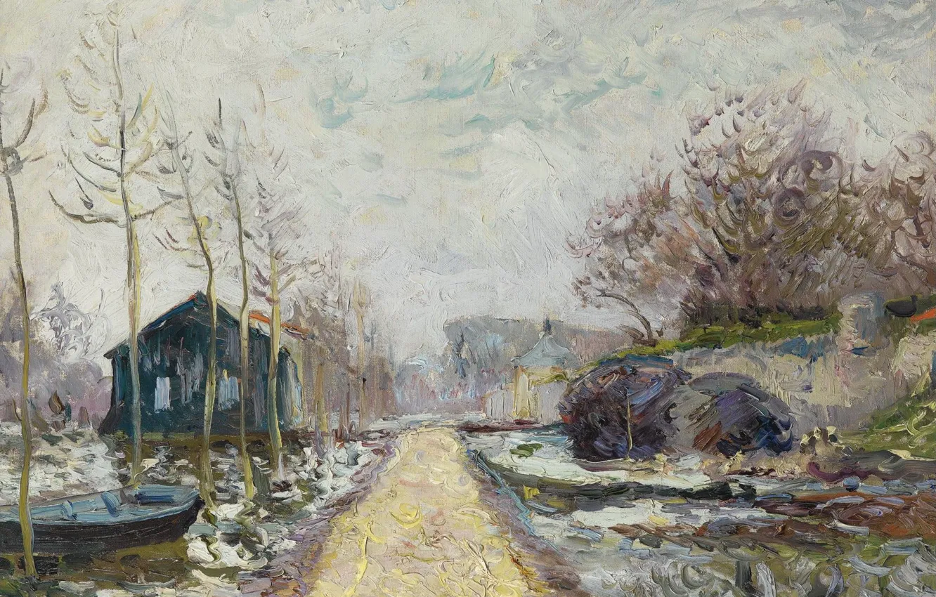 Photo wallpaper landscape, picture, 1904, Maxime Maufra, Maxim Mora, Flood. Winter. Basse-Goulaine