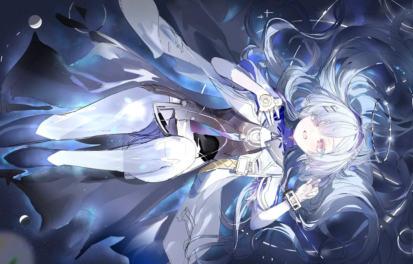 Photo wallpaper girl, space, the game, fantasy, art, white hair, wuthering waves, mornye