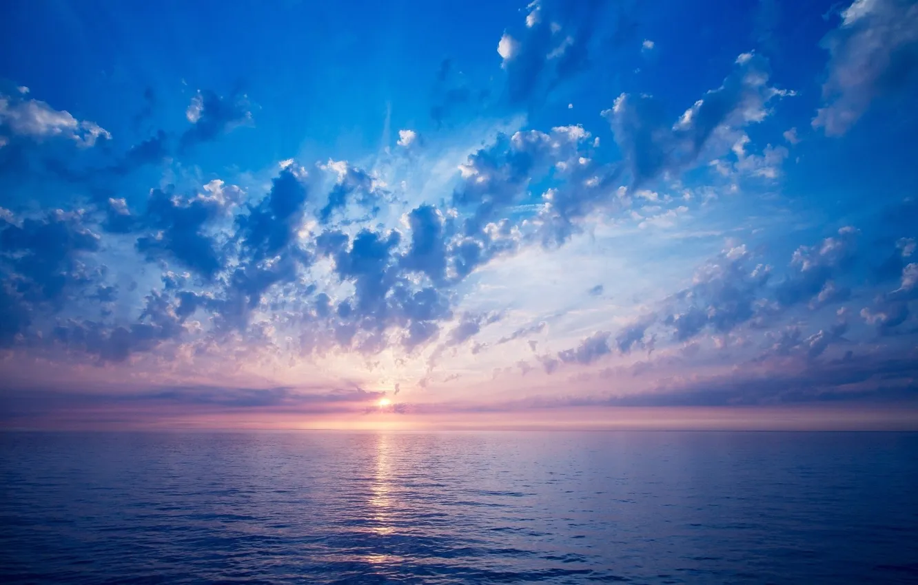 Photo wallpaper wave, the sky, the sun, clouds, landscape, sunset, nature, the ocean