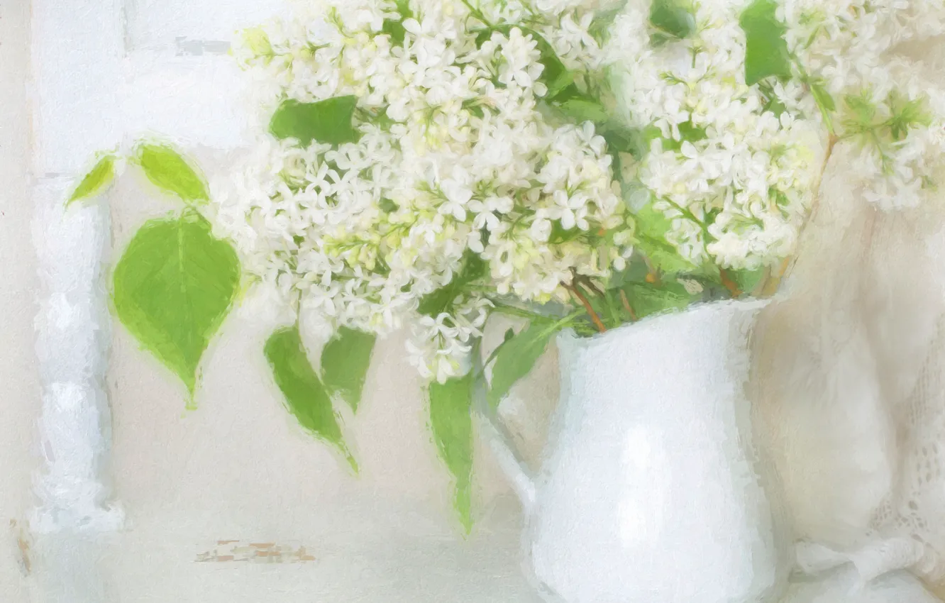 Photo wallpaper bouquet, white, lilac
