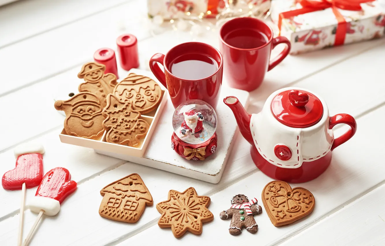 Photo wallpaper table, tea, cookies, decor, Yarovoy Aleksandr