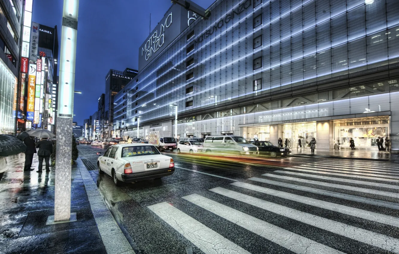 Photo wallpaper night, Japan, Tokyo, Japan, night, Ginza