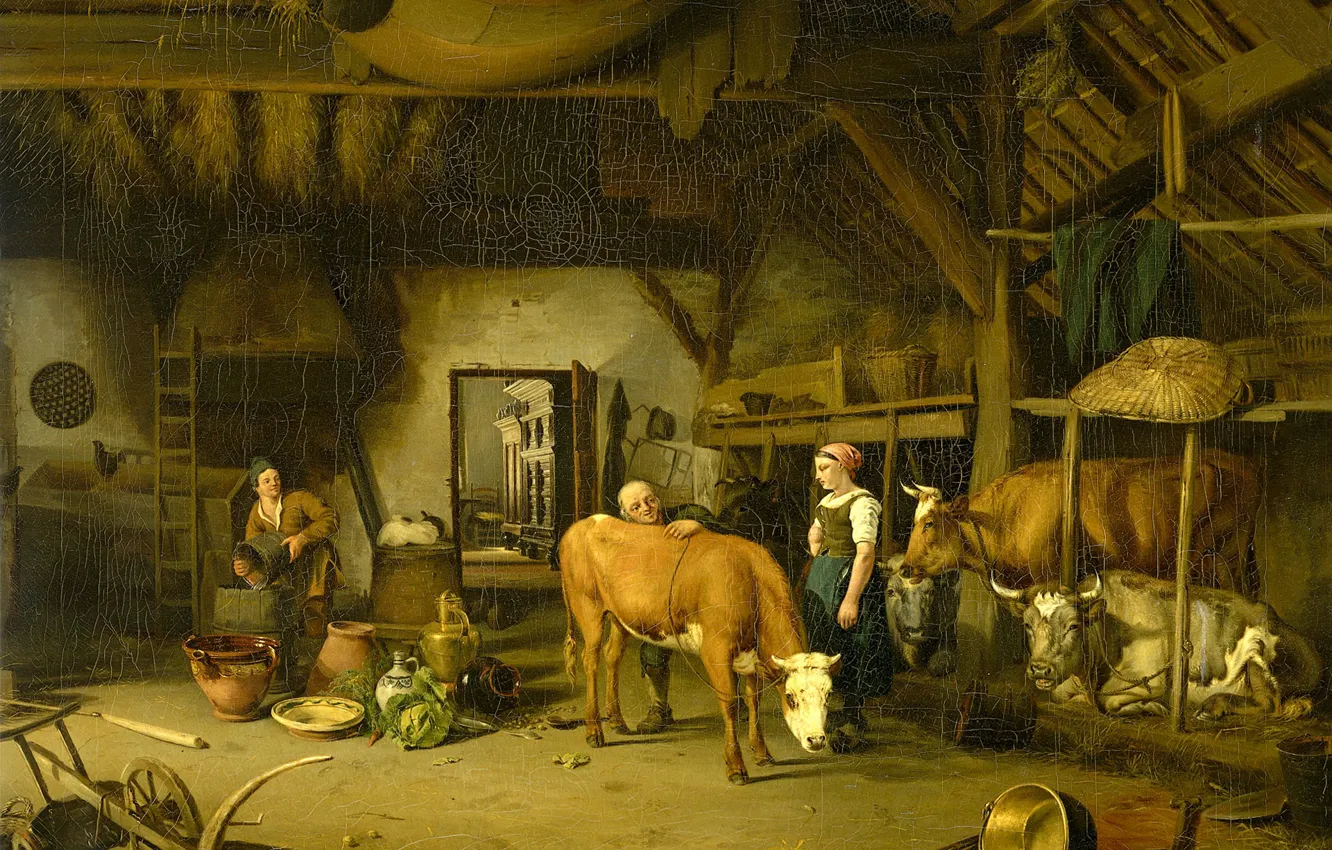 Photo wallpaper oil, picture, canvas, 1860, James de Rijk, James Rich, Peasant share