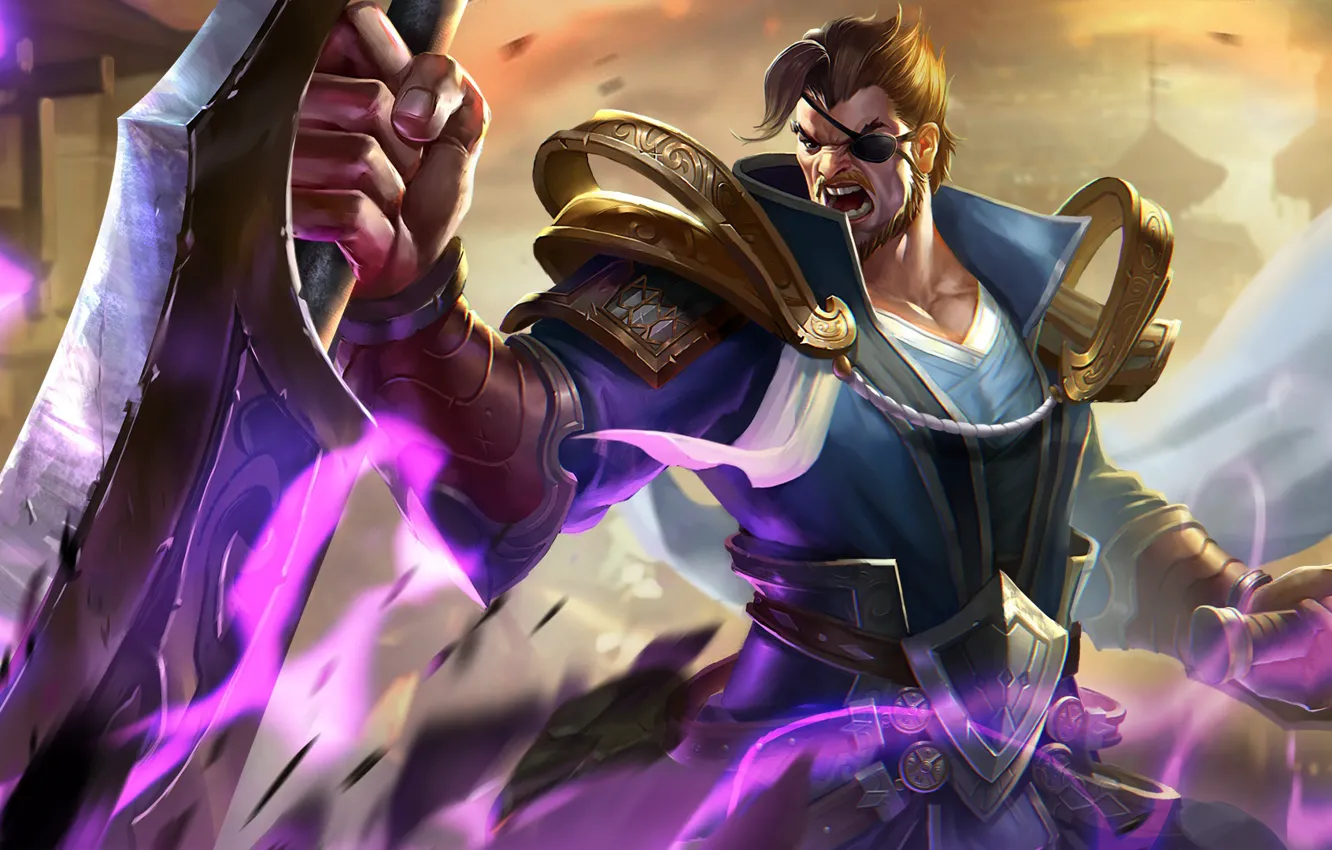 Photo wallpaper sword, male, hon, one-eyed, Heroes of Newerth, Berzerker, Xia Hou Dun Berzerker