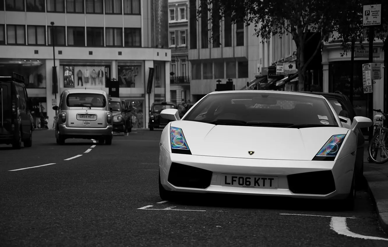 Photo wallpaper black and white, gallardo, lamborghini