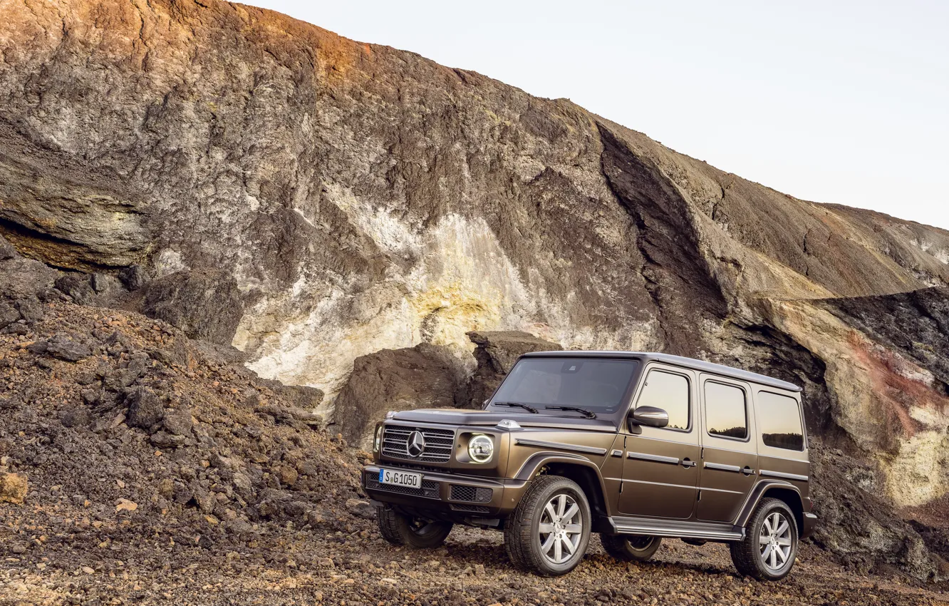 Photo wallpaper Mercedes-Benz, brown, mining, 2018, G-Class, quarry
