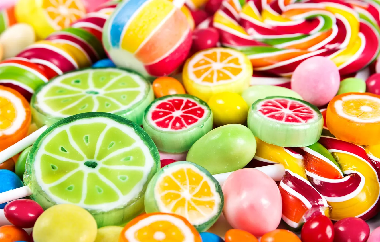 Photo wallpaper candy, lollipops, colorful, sweets, candy
