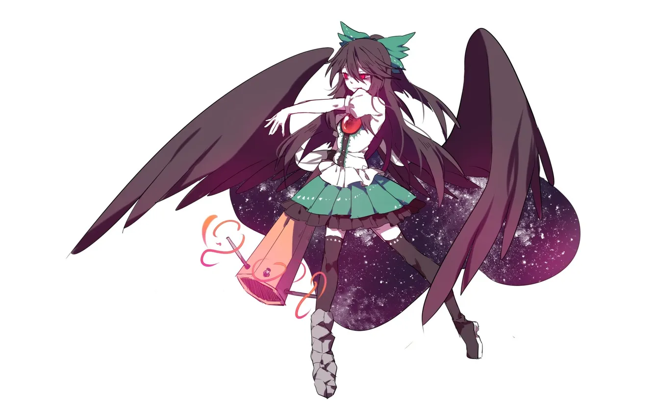 Photo wallpaper girl, background, wings, touhou