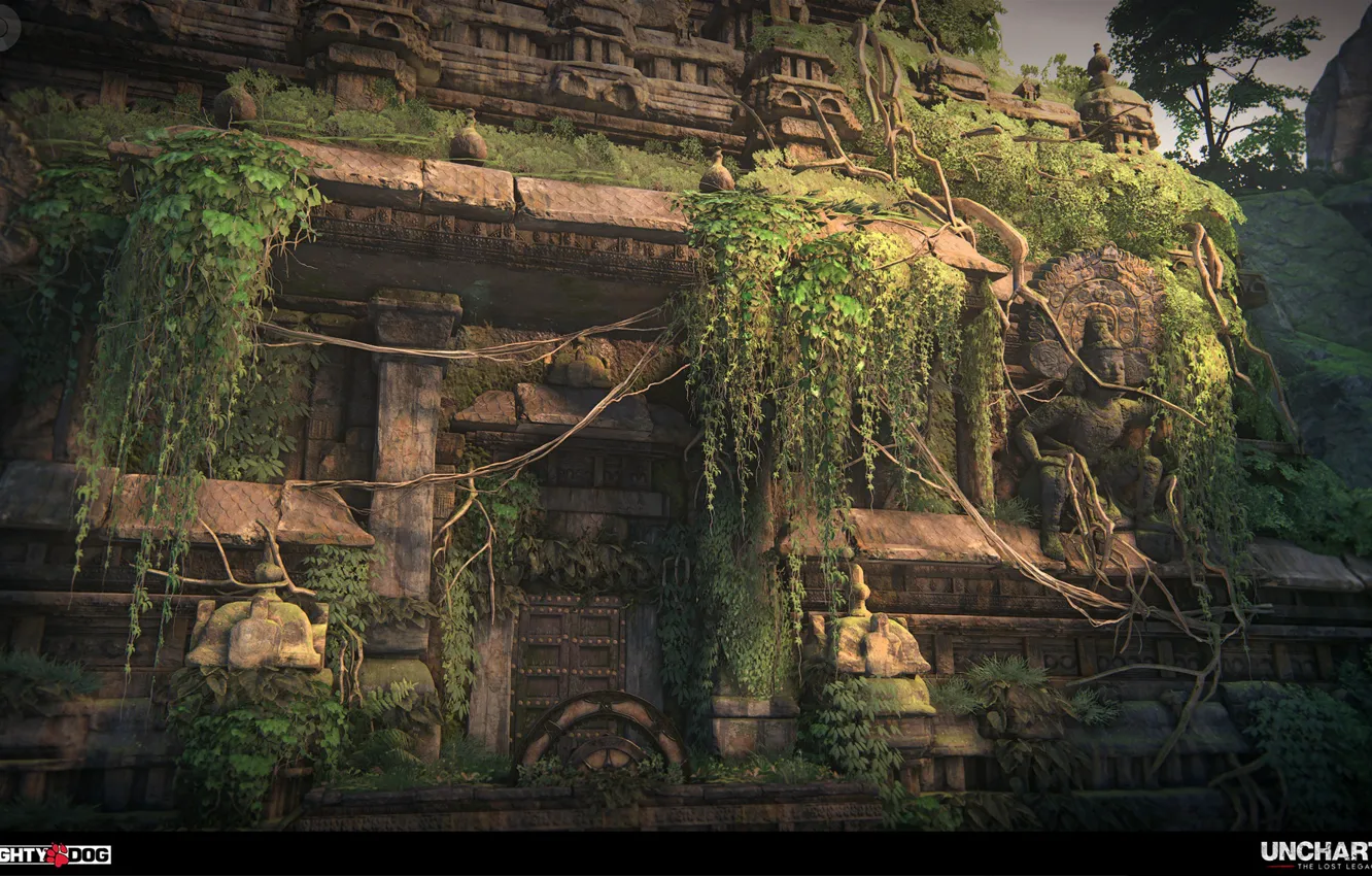 Photo wallpaper temple, entrance, Uncharted The Lost Legacy, Intro to Western Ghats