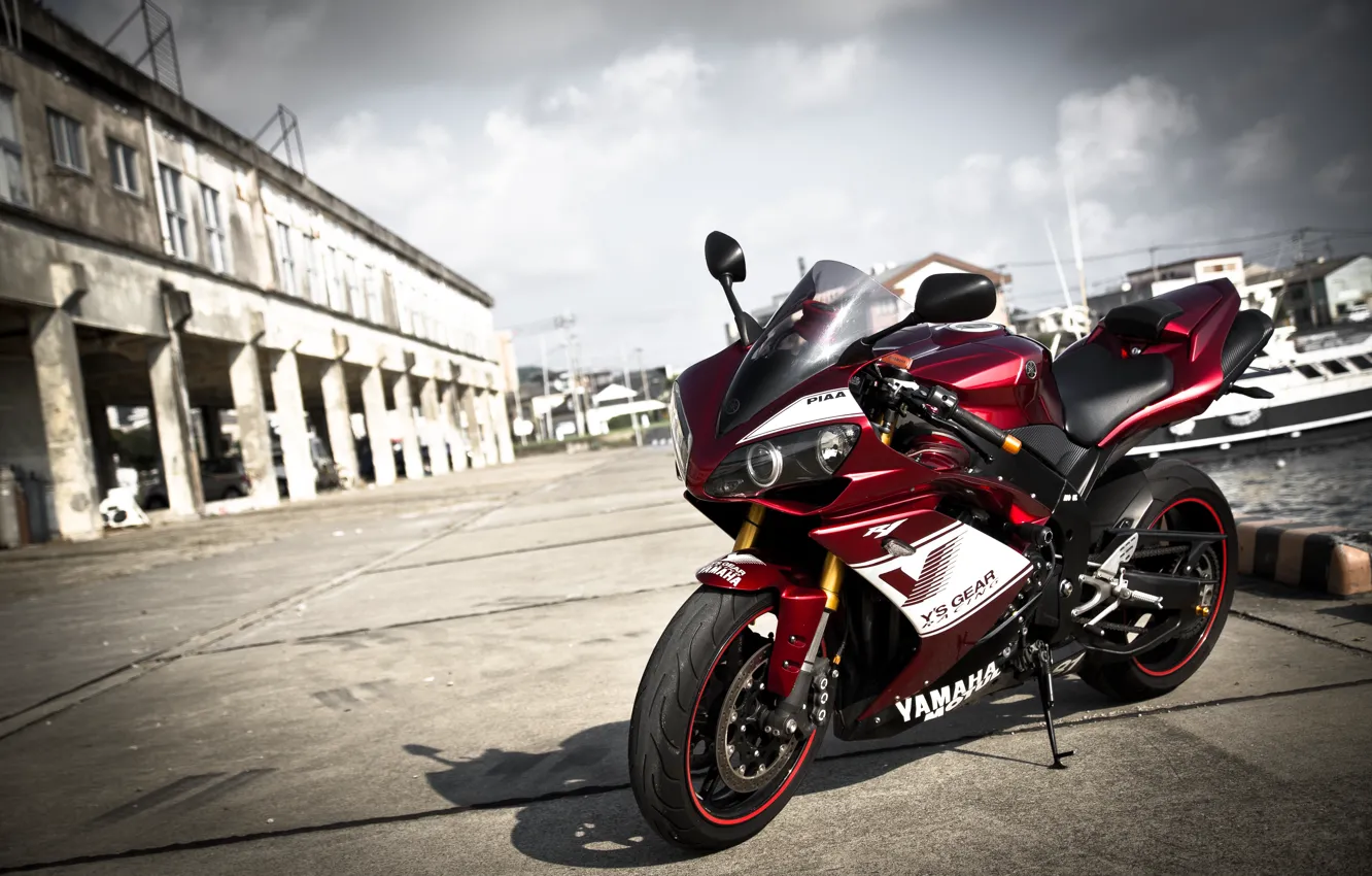 Photo wallpaper Red, Yamaha, YZF-R1, Motocycle