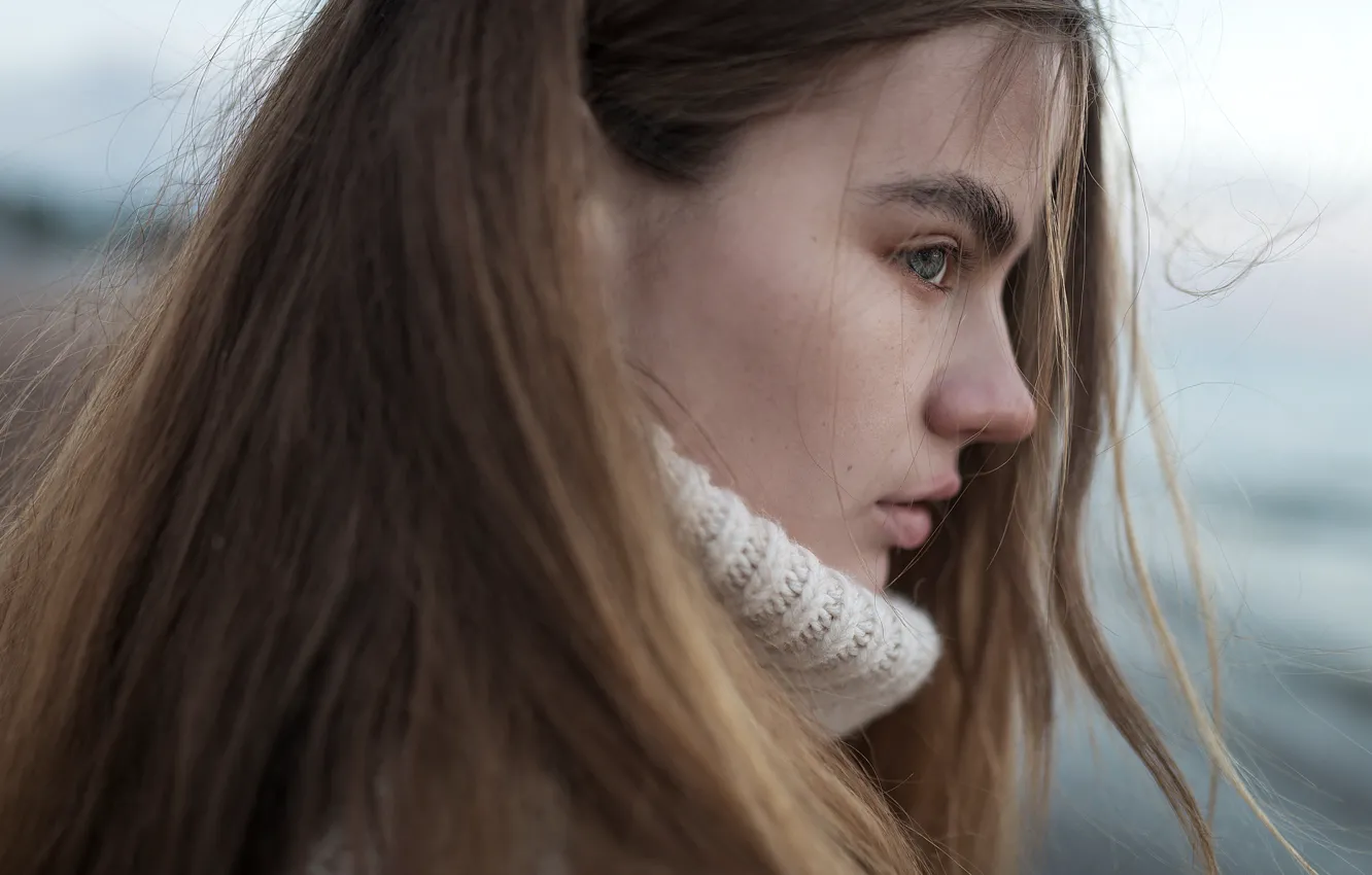 Photo wallpaper face, the wind, hair, portrait, Girl, Aleks Five