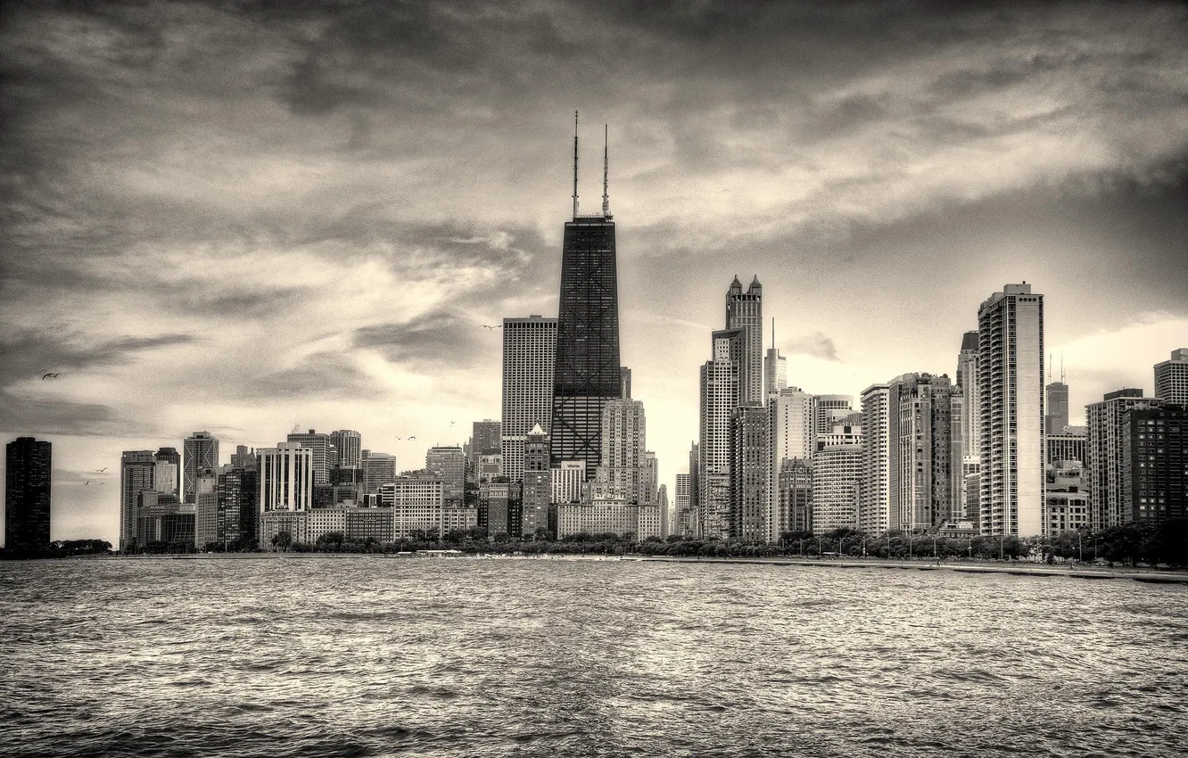 Photo wallpaper the city, river, skyscrapers, Chicago, Chicago, Illinois