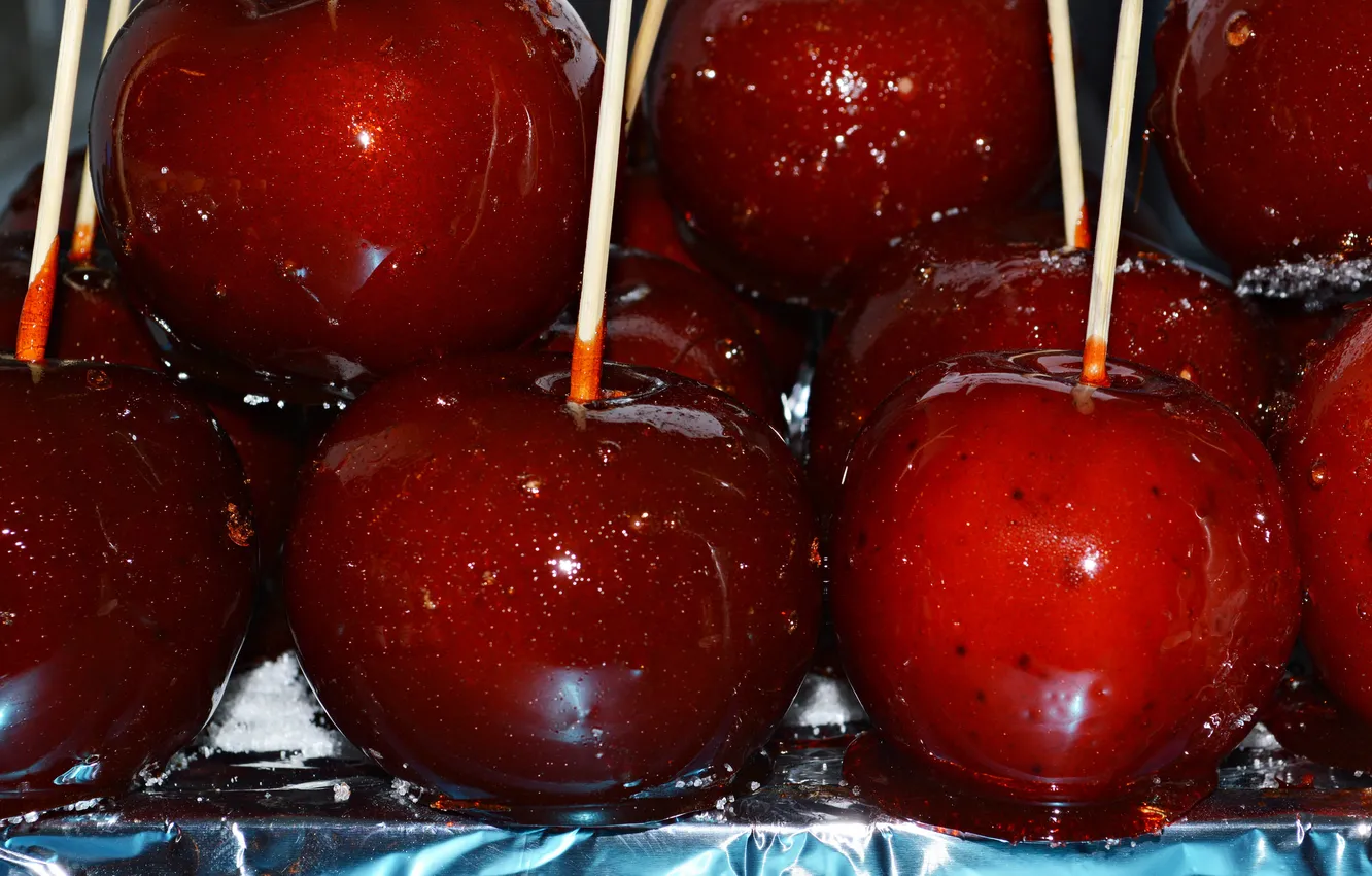 Photo wallpaper cherry, berries, sweets, glaze, caramel