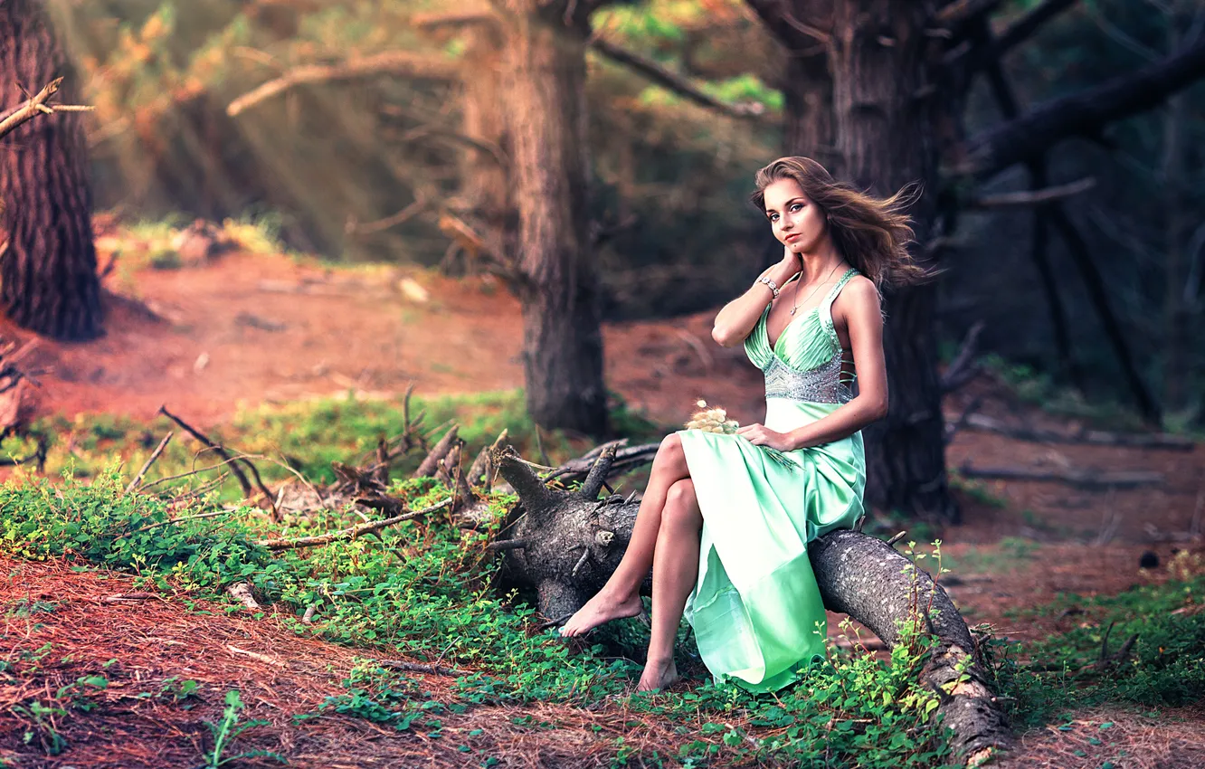 Photo wallpaper forest, dress, legs, Naira