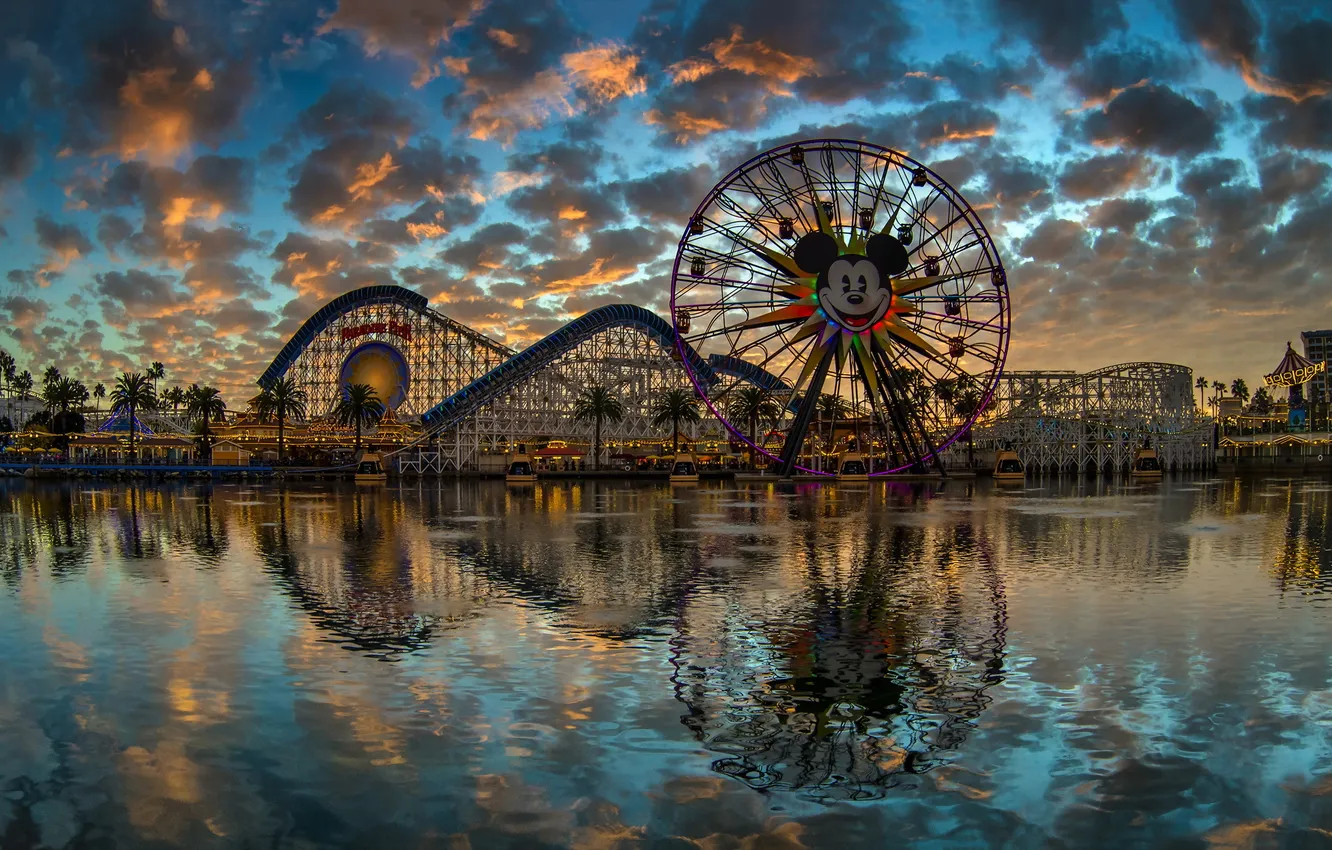 Photo wallpaper California, Disney California Adventure, Paradise Pier, Anaheim
