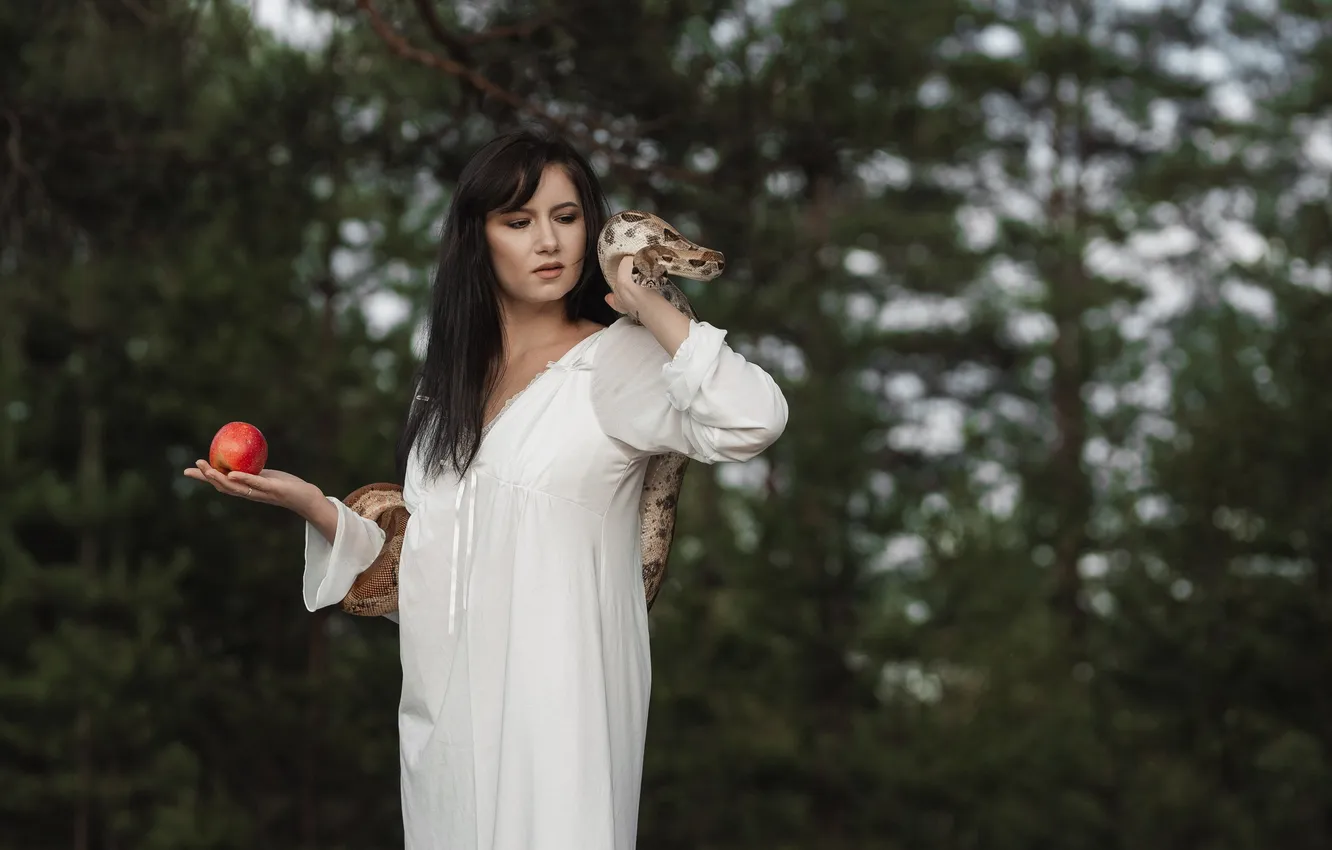 Photo wallpaper girl, sexy, Wallpaper, sweetheart, model, bright, apples, makeup