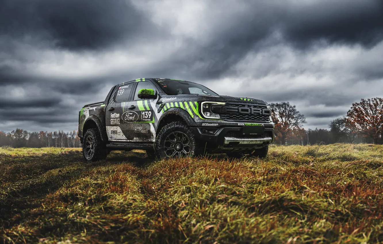 Photo wallpaper Ford, dirt, Raptor, Front, pickup, Ford Ranger, Ranger Raptor