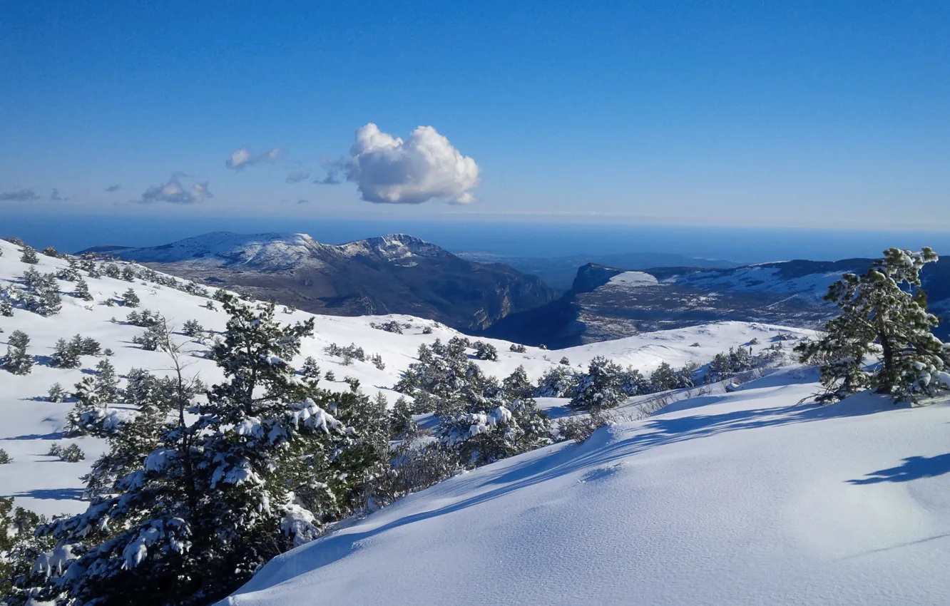 Photo wallpaper snow, mountains, nature, tops