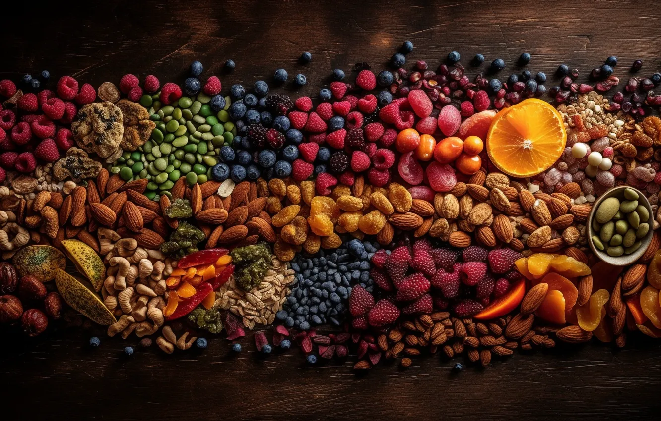 Photo wallpaper berries, food, fruit, different, a lot, juicy, delicious, cuts