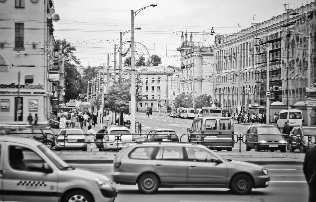 Photo wallpaper black and white, Belarus, Minsk