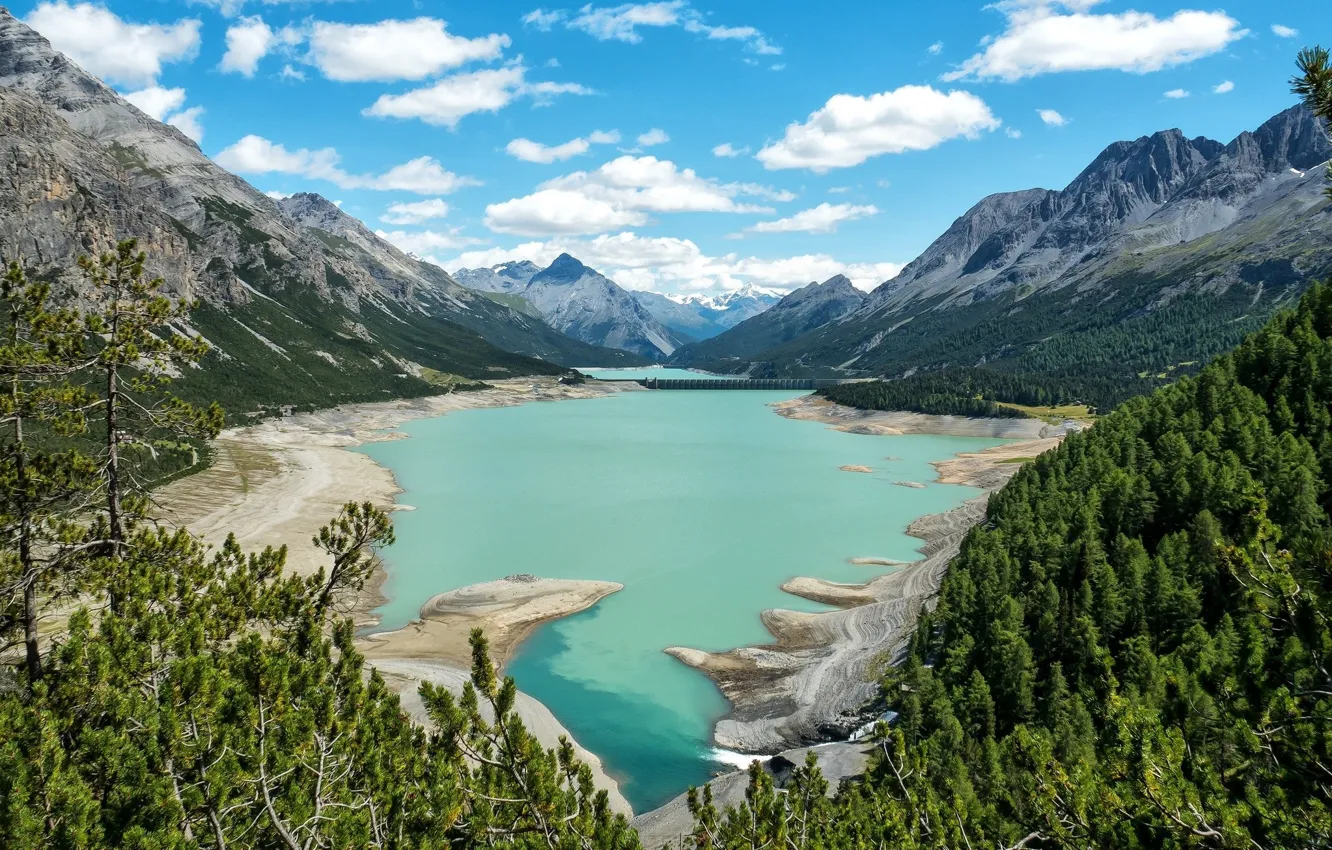 Photo wallpaper landscape, lake, blue