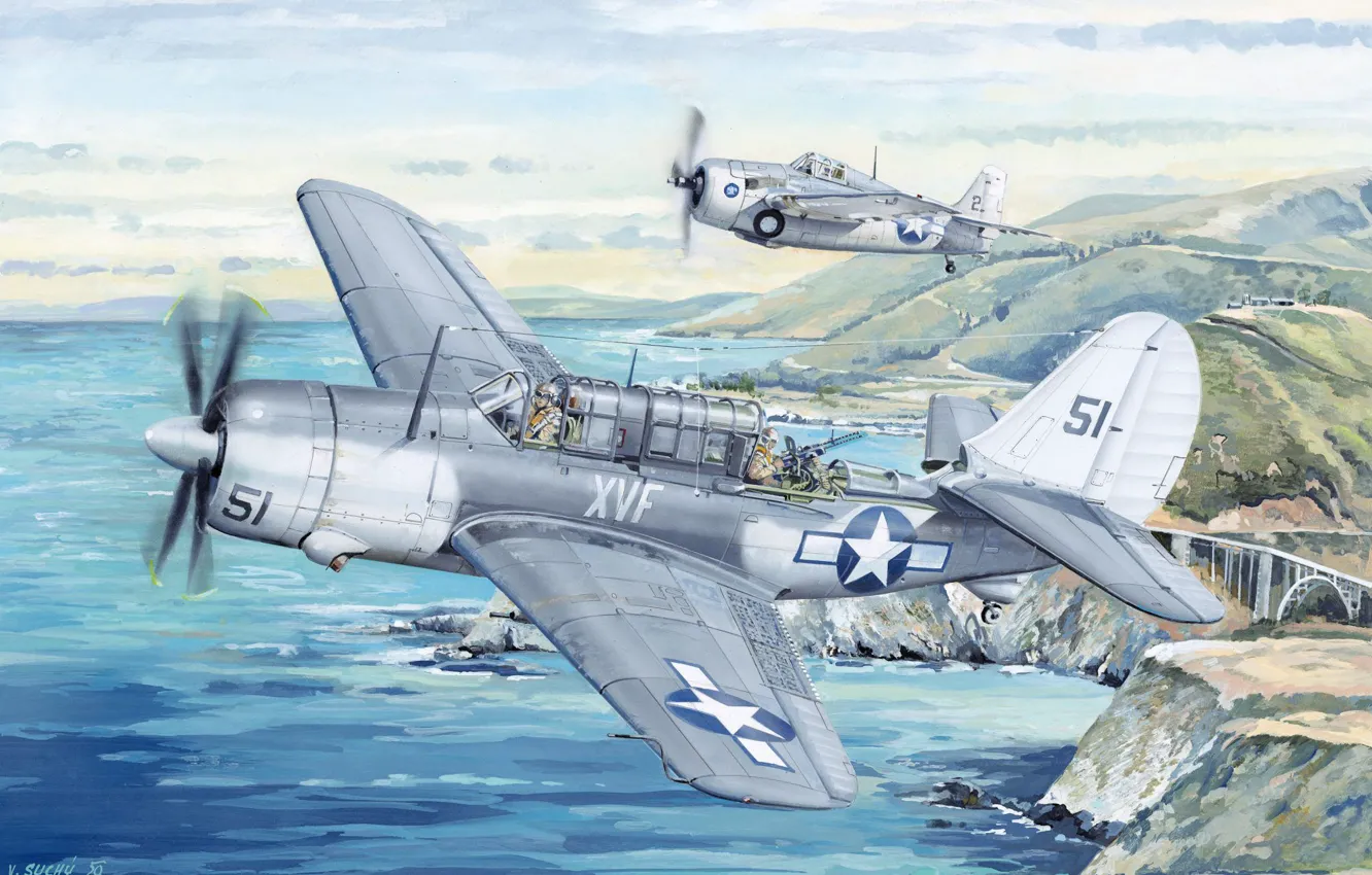 Photo wallpaper USA, US Navy, Dive bomber, Carrier-based bomber, SB2C Helldiver