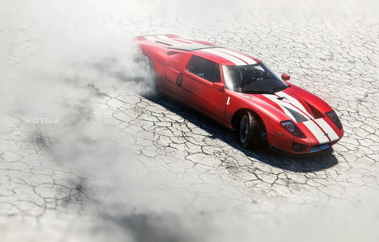 Photo wallpaper Ford, Red, Auto, The game, Machine, Ford GT, Supercar, Game
