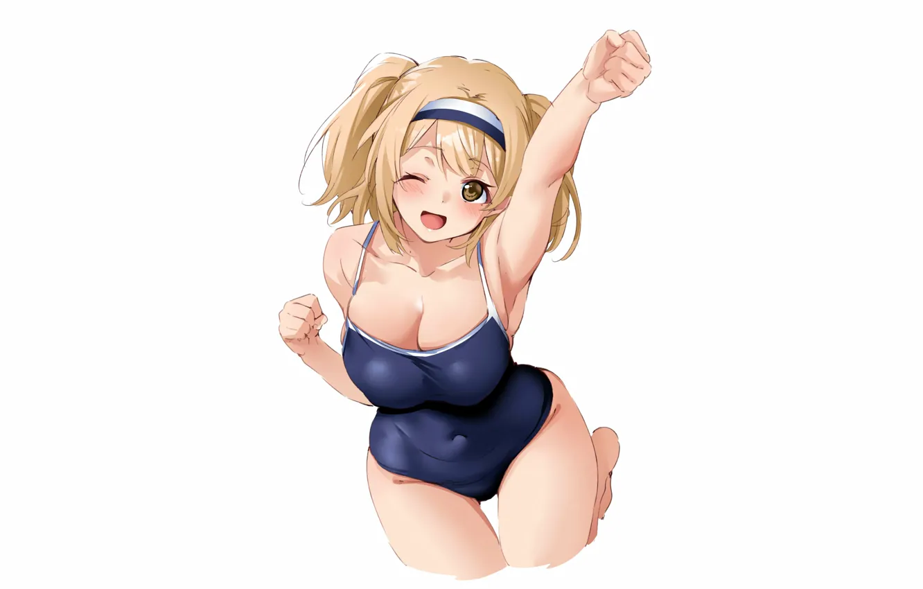 Photo wallpaper girl, sexy, cleavage, boobs, anime, beautiful, short hair, pretty