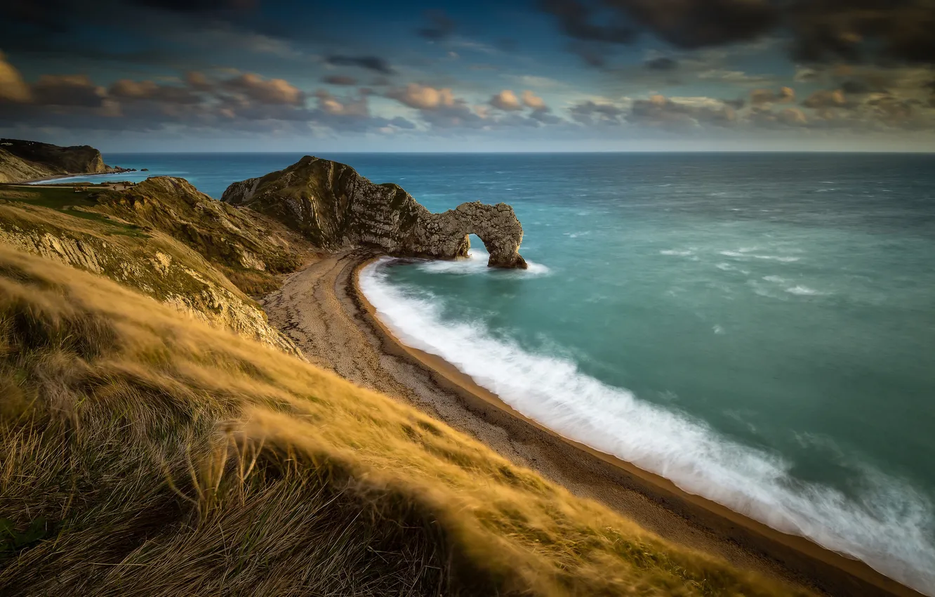 Photo wallpaper rocks, coast, England, arch, Dorset