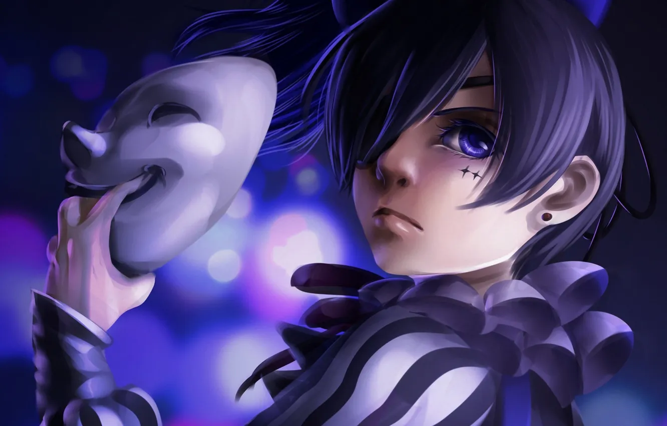 Photo wallpaper boy, mask, art, kuroshitsuji, dark Butler, Ciel Phantomhive
