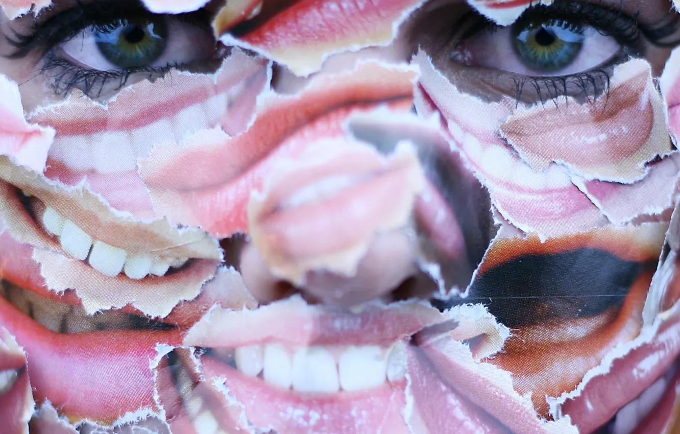 Photo wallpaper eyes, lips, clippings