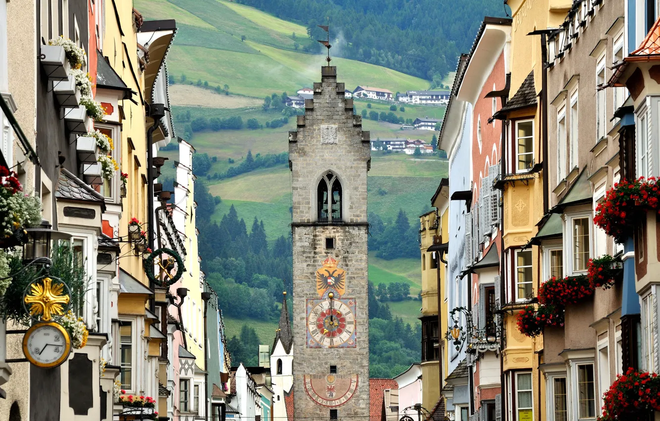 Photo wallpaper tower, home, Italy, Vipiteno