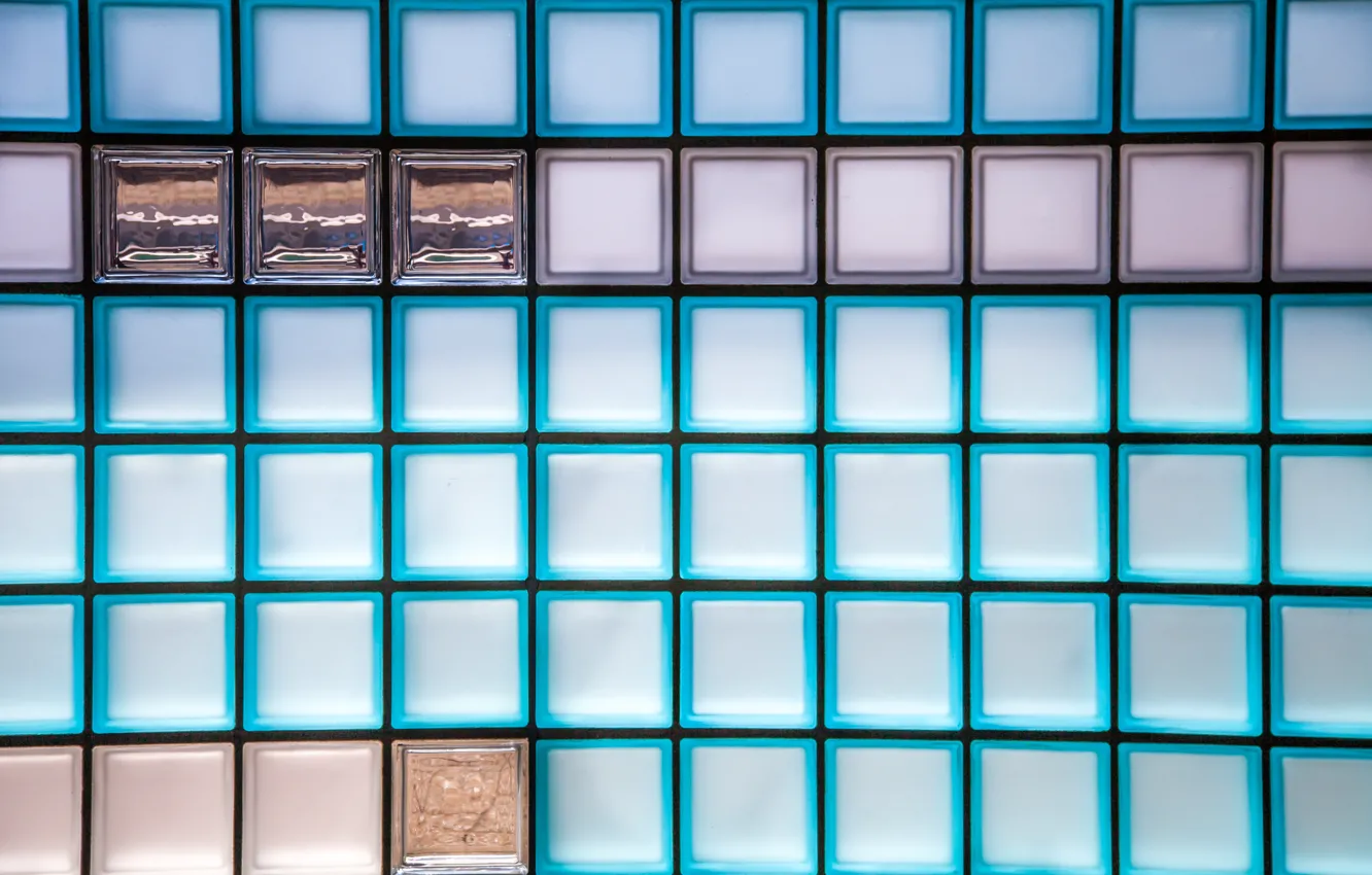 Photo wallpaper colors, wall, square, glass bricks