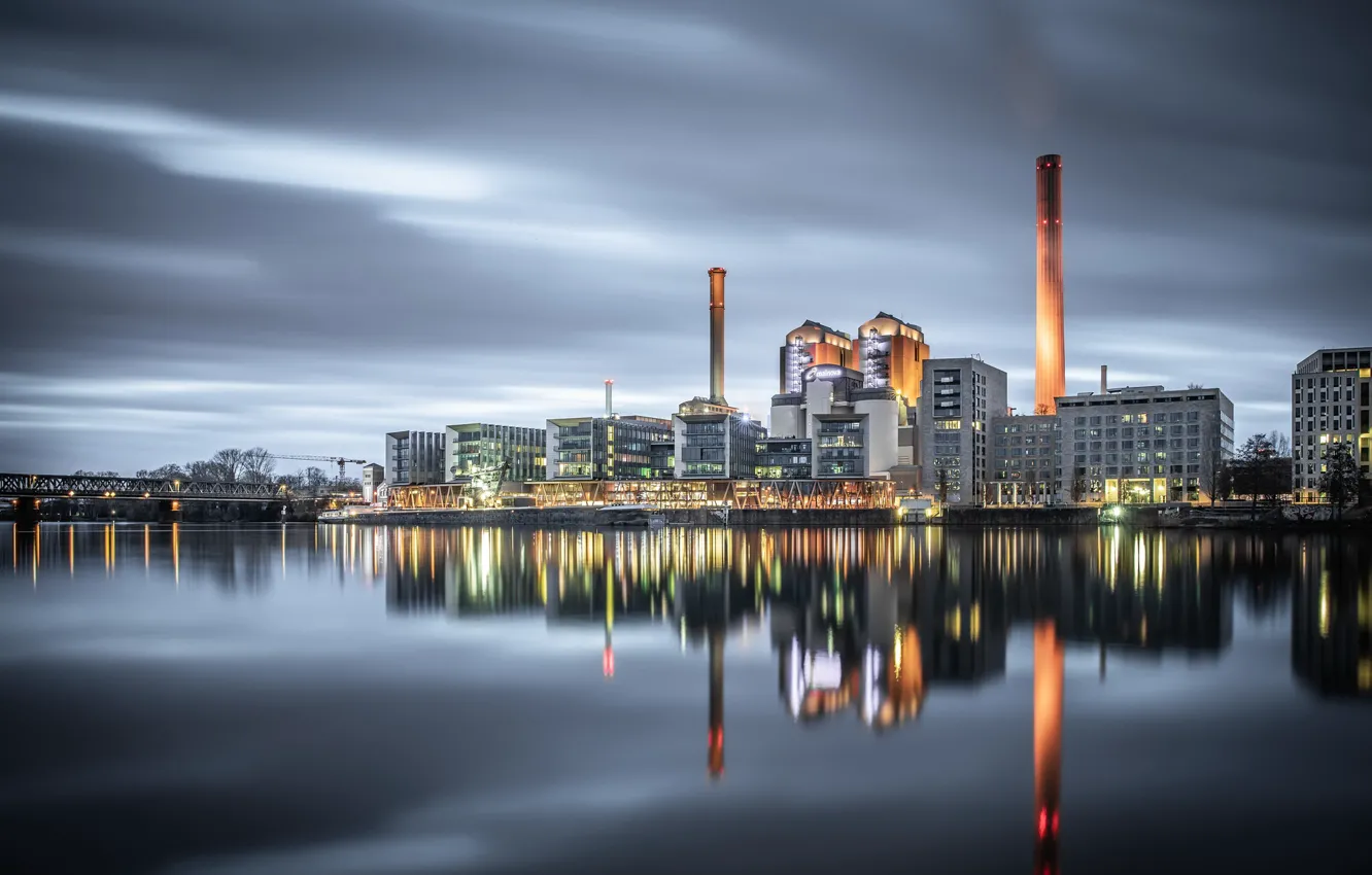 Photo wallpaper Frankfurt am Main, Hesse, Gutleutviertel, West Harbour Pier