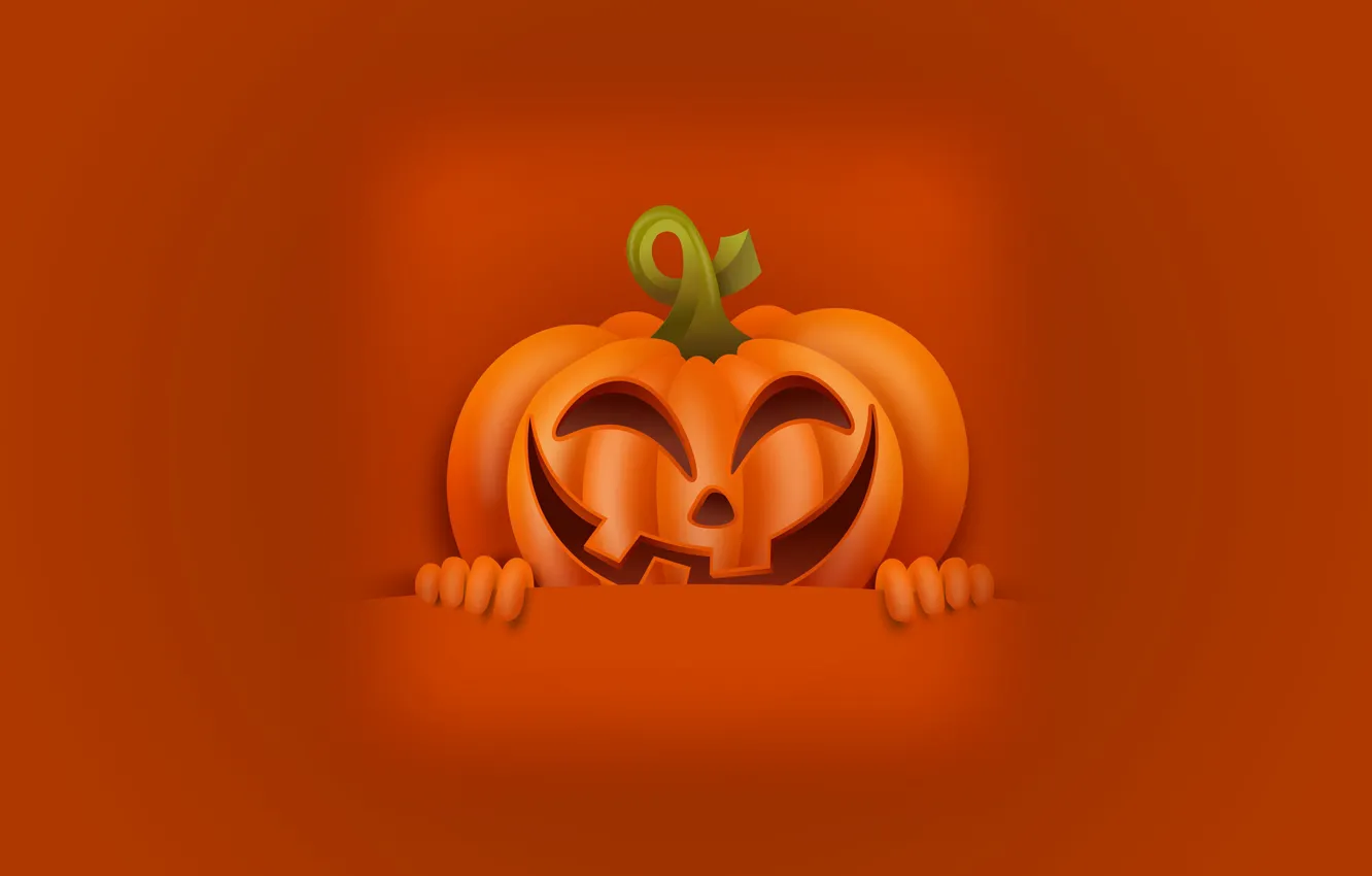 Photo wallpaper smile, holiday, hands, pumpkin, Halloween
