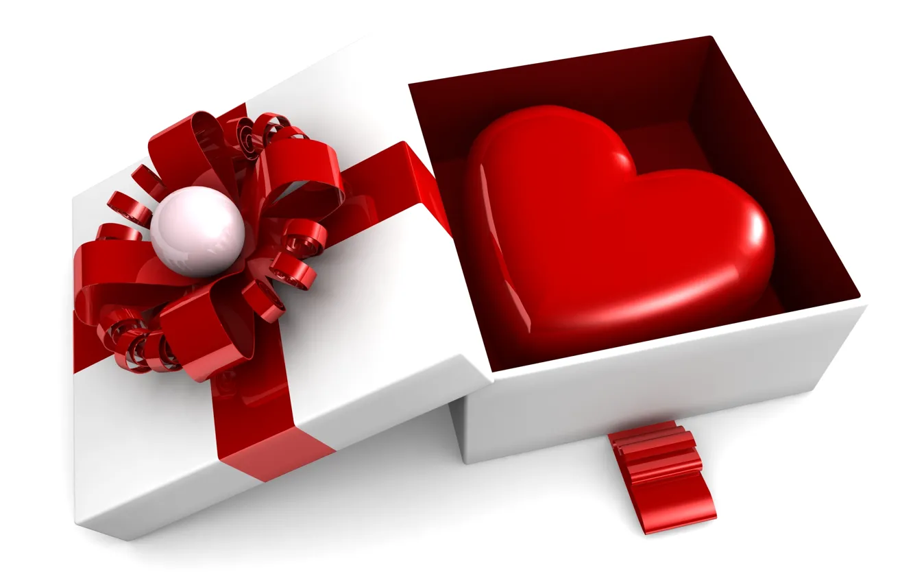 Photo wallpaper gift, heart, love, box, heart, romantic, Valentine's day, gift