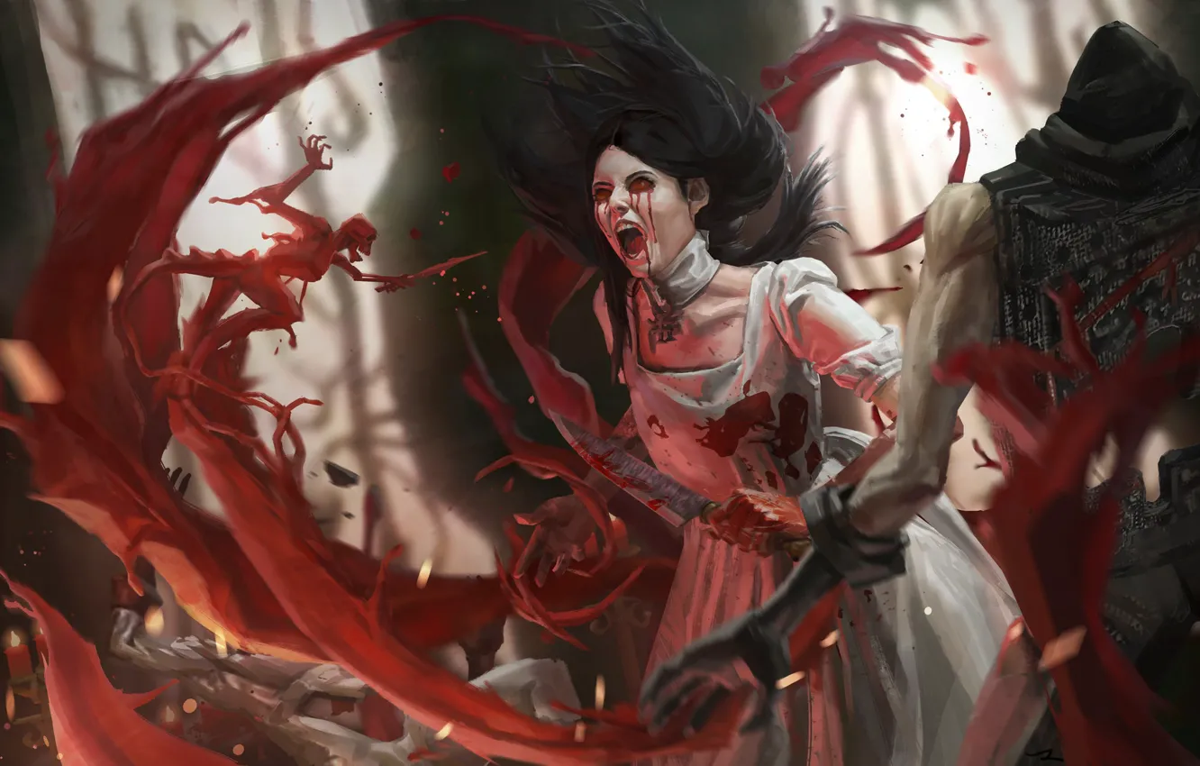 Photo wallpaper the demon, pain, the battle, Creek, art, Alice, bloody tears, blood