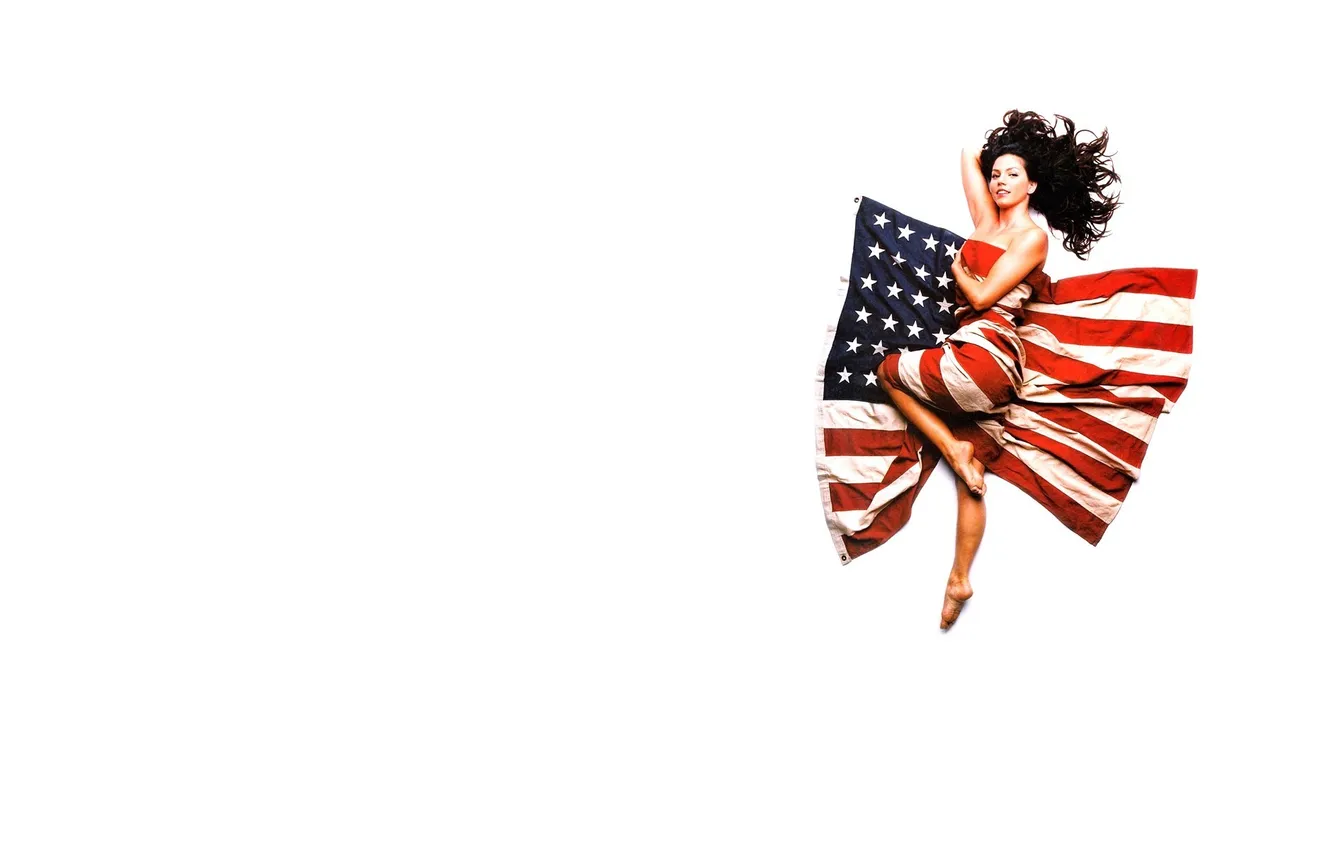 Photo wallpaper white, background, flag, brunette, American