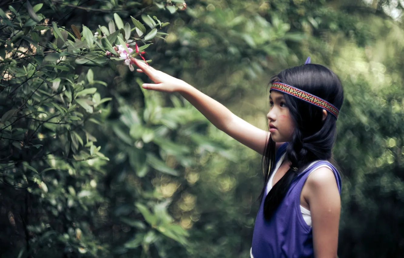 Photo wallpaper mood, garden, girl