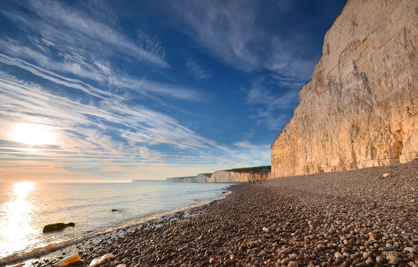 Photo wallpaper sea, shore, England, Birling Gap