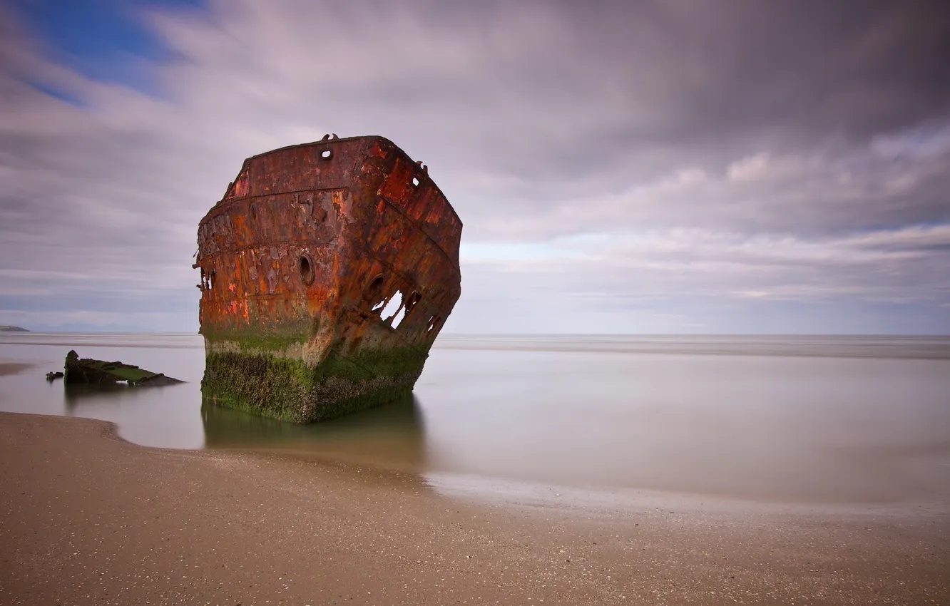 Photo wallpaper sea, landscape, ship