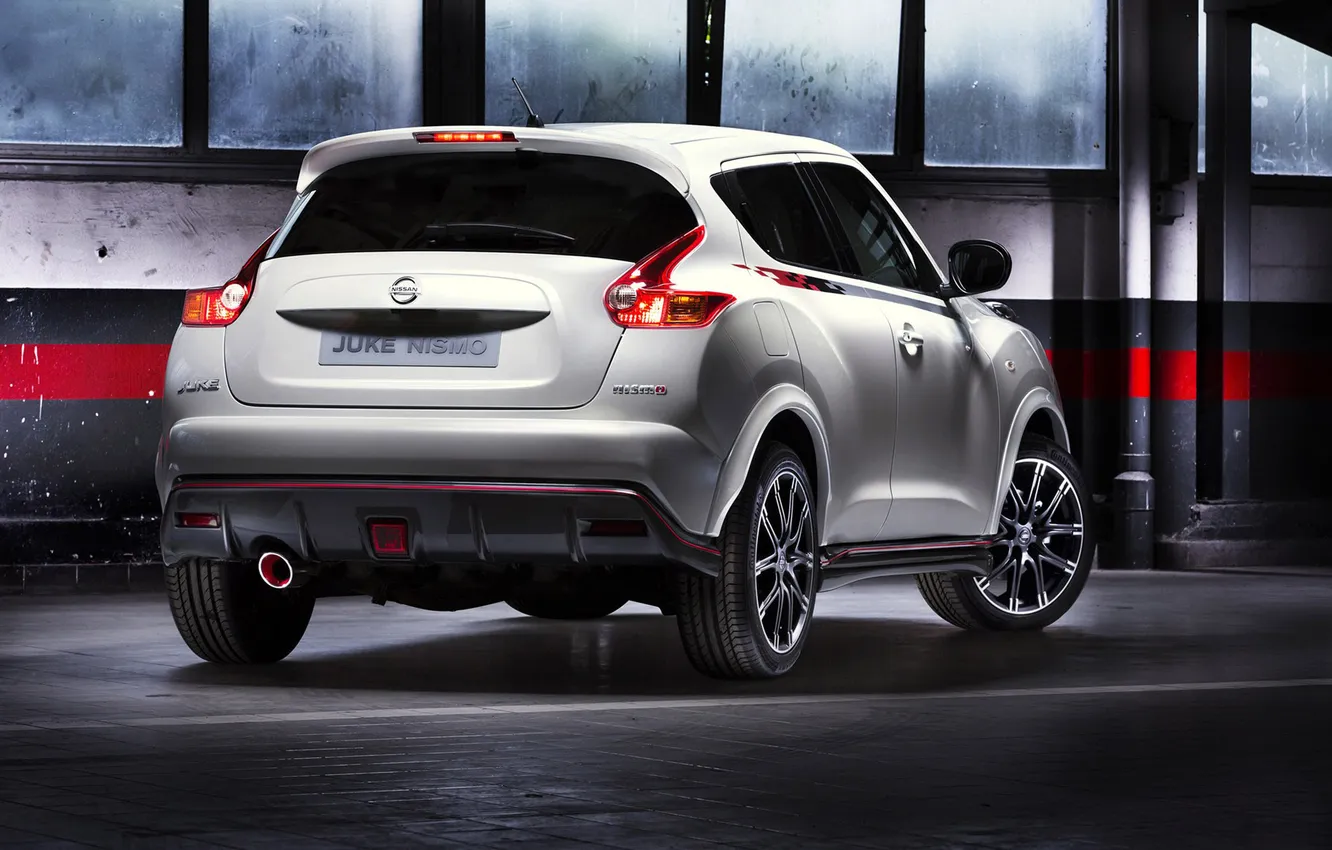 Photo wallpaper lights, tuning, smoke, ladder, Nissan, drives, rear view, Nissan